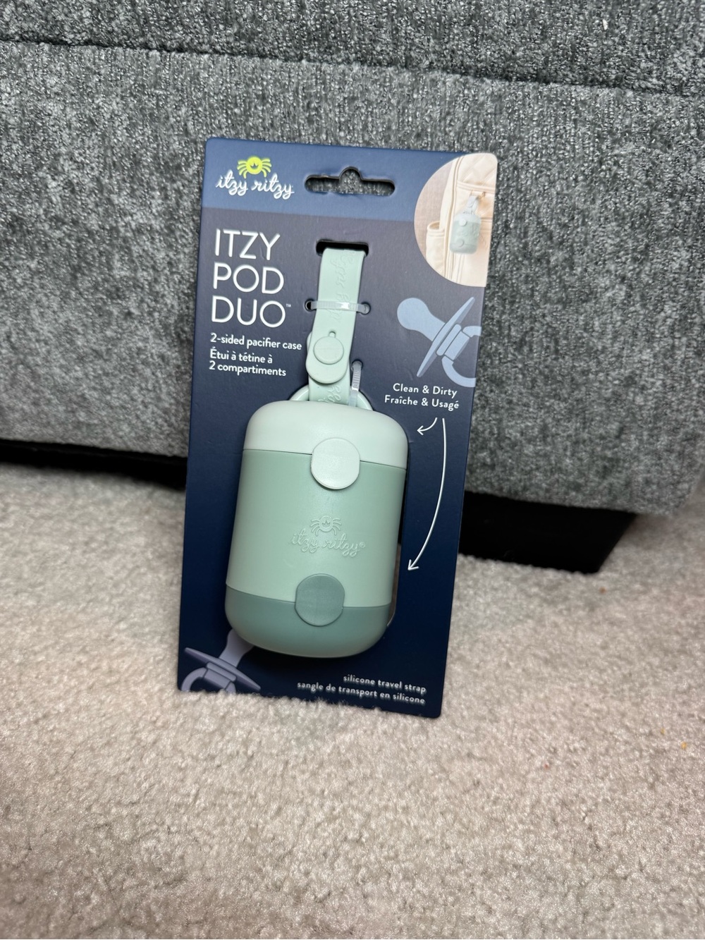 Itzy Ritzy - Itzy Pod Duo 2-Sided Pacifier Case – Sage Green – New